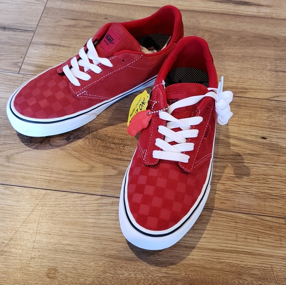 Vans Atwood Deluxe Red Deboss Checkerboard Shoe - Picture 4 of 7